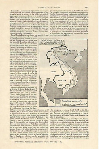 LAMINA ESPASA 22144: Mapa de Indochina en 1954