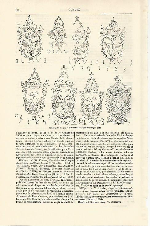LAMINA ESPASA 21385: Filigranas fabricadas en Olmutz en el siglo XVI