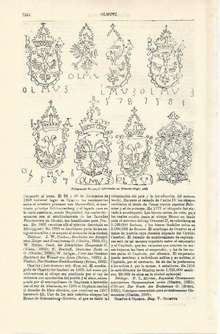 LAMINA ESPASA 21385: Filigranas fabricadas en Olmutz en el siglo XVI