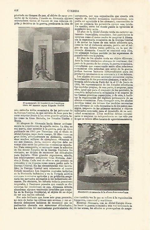 LAMINA ESPASA 21476: Monumento del Armisticio en Compiegne