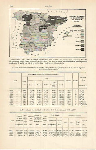 LAMINA ESPASA 22477: Consumo de carne en España en 1930
