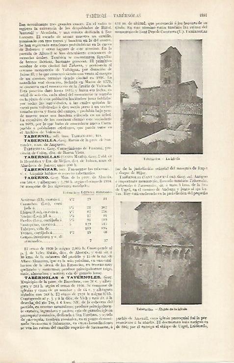 LAMINA ESPASA 22838: Iglesia de Tavernoles Barcleona