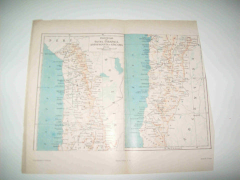 LAMINA ESPASA 22845: Mapa de Tacna Tarapaca Antofagasta y Atacama en Chile