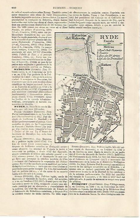 LAMINA ESPASA 22879: Plano de Ryde Inglaterra