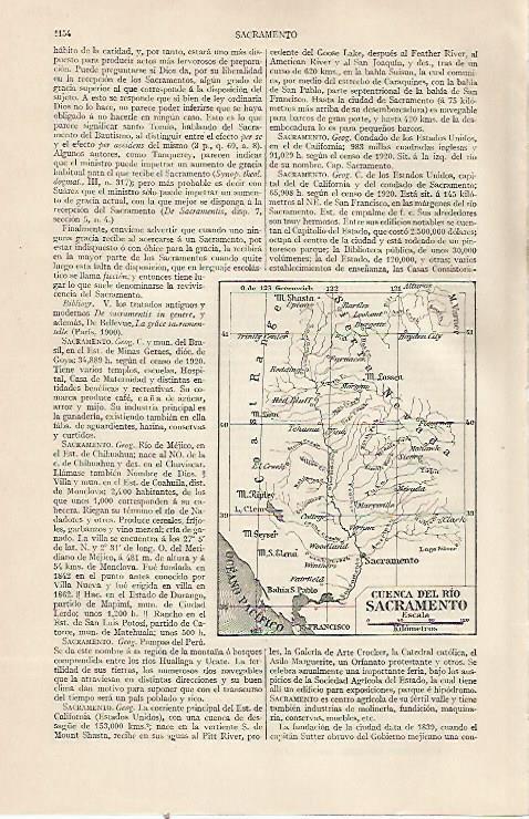 LAMINA ESPASA 22905: Mapa de la cuenca del rio Sacramento