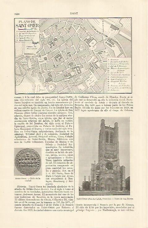 LAMINA ESPASA 22988: Plano de Saint Omer