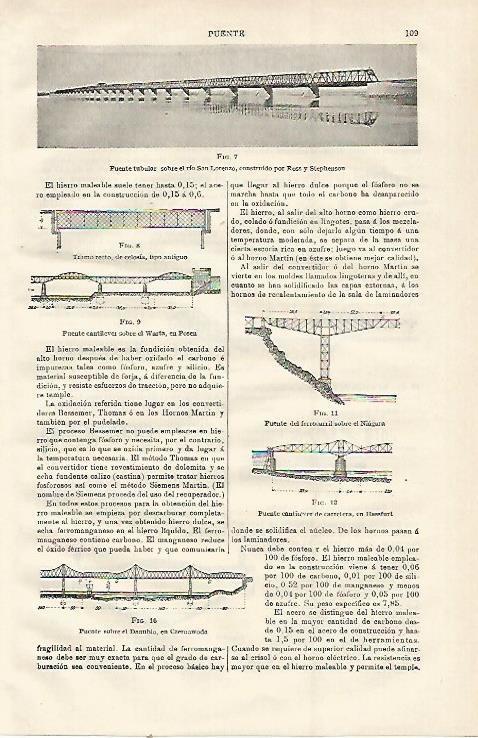 LAMINA ESPASA 23028: Puente tubular sobre el rio San Lorenzo
