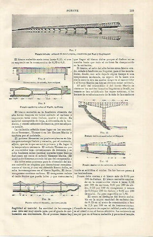 LAMINA ESPASA 23028: Puente tubular sobre el rio San Lorenzo