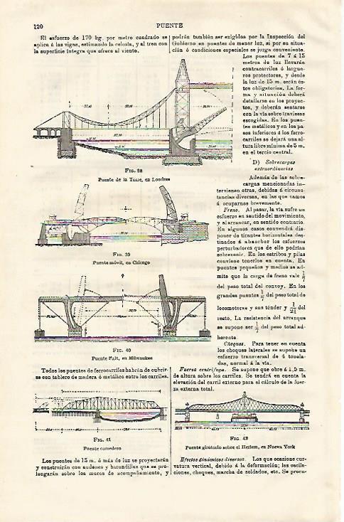 LAMINA ESPASA 23033: Puente de la Torre de Londres Puente Movil de Chicago