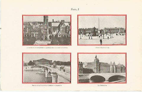 LAMINA ESPASA 23325: Puente de la Concordia Plaza de la Concordia y Conserjeria de Paris