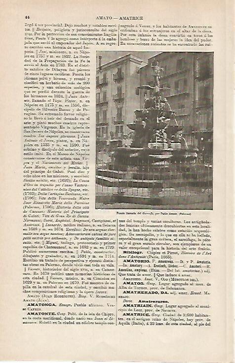 LAMINA ESPASA 23652: Fuente del Garraffo en Palermo