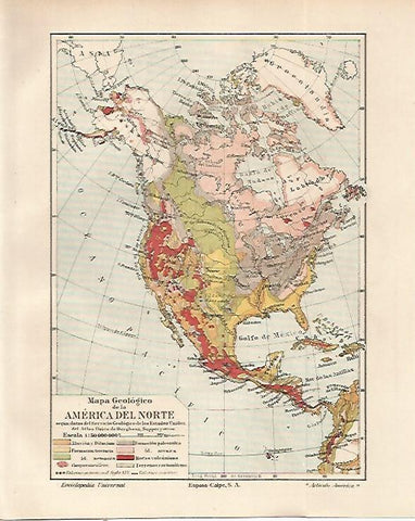 LAMINA ESPASA 23675: Mapa geologico de America del Norte