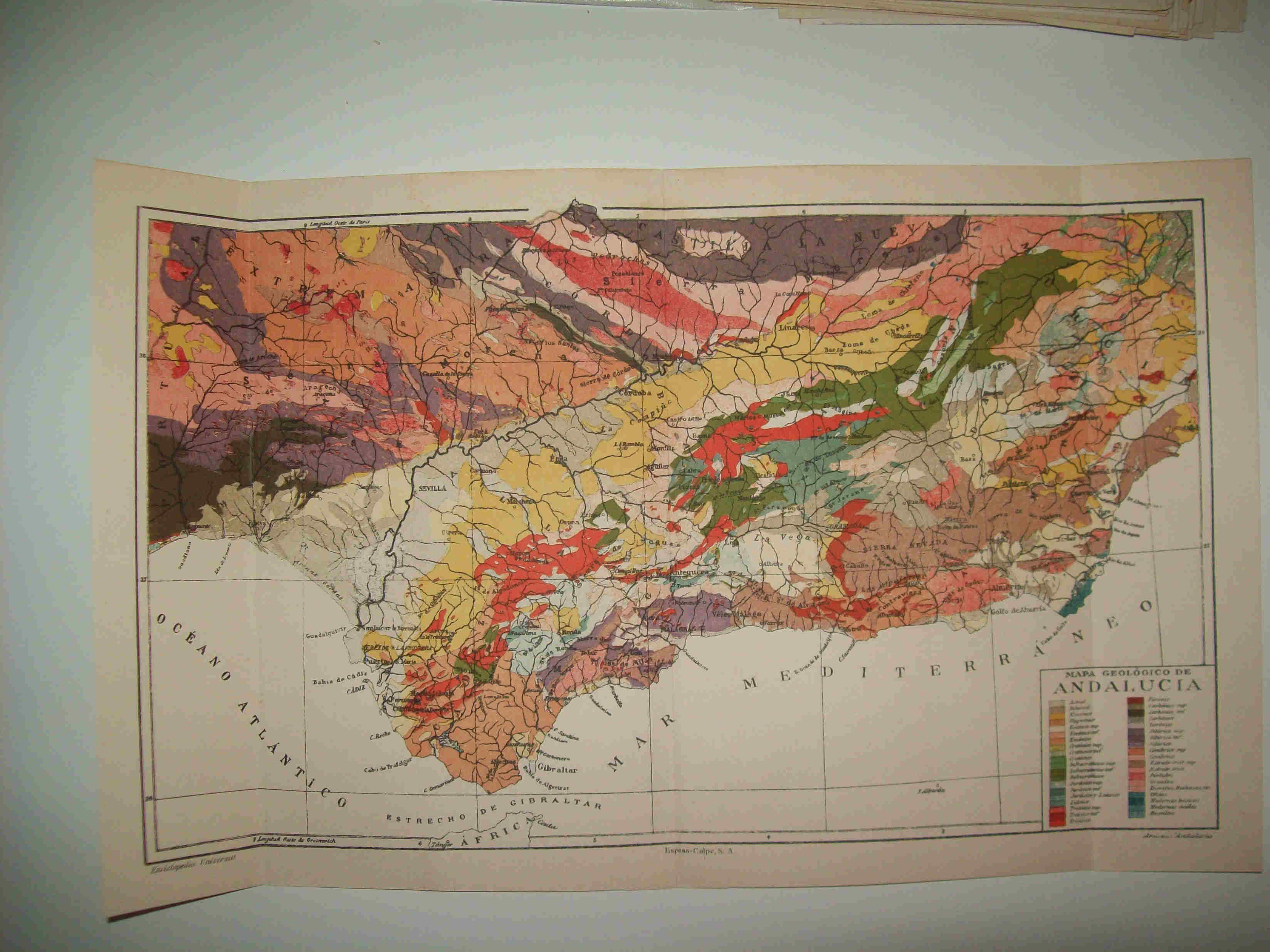 LAMINA ESPASA 23743: Mapa geologico de Andalucia