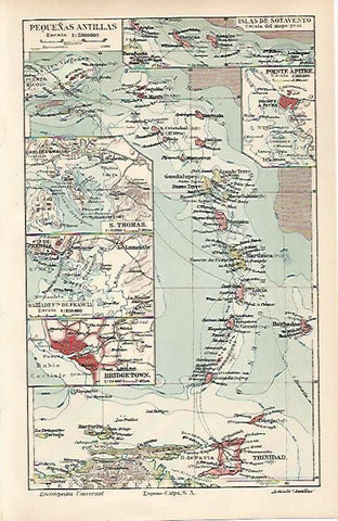 LAMINA ESPASA 23825: Mapa de las Pequeñas Antillas