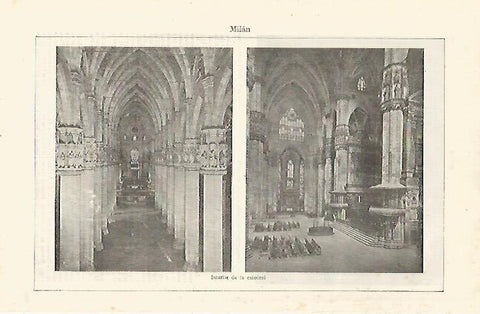 LAMINA ESPASA 23974: Interior de la Catedral de Milan