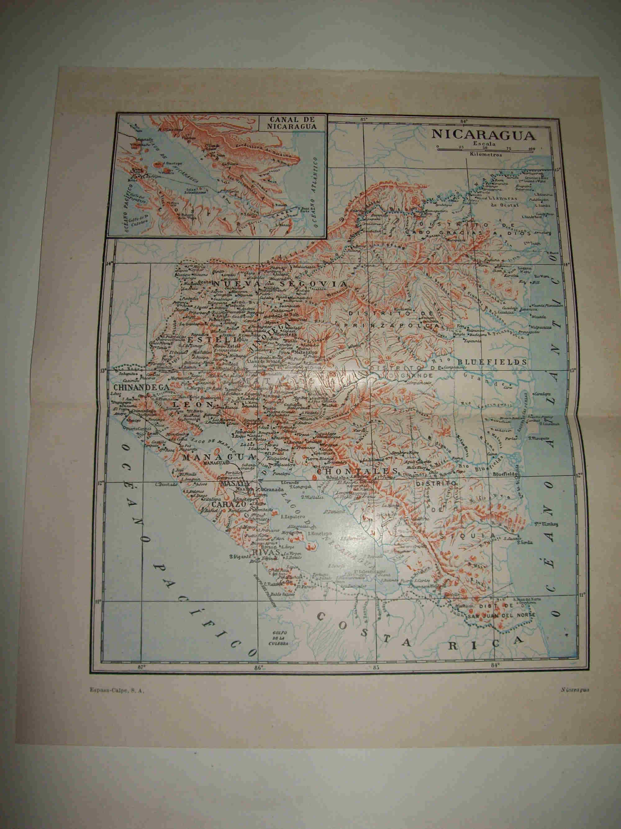 LAMINA ESPASA 20145: Mapa de Nicaragua
