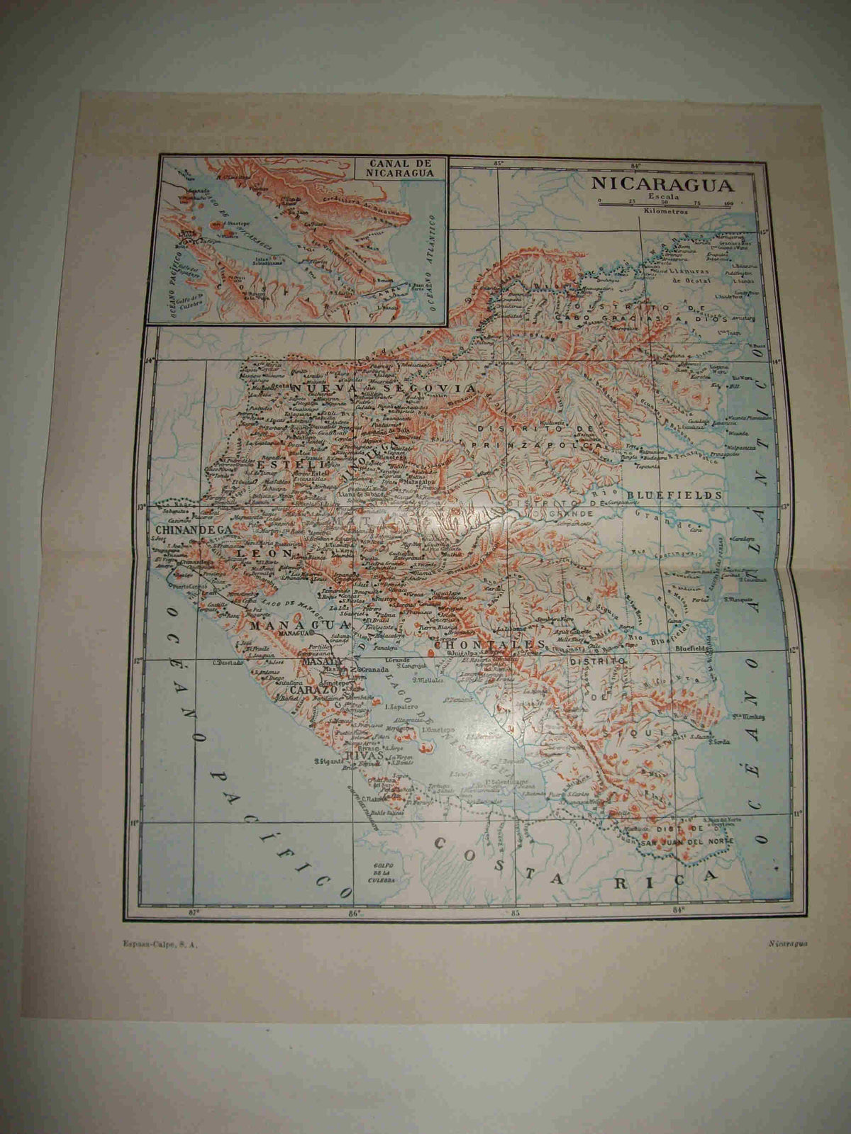 LAMINA ESPASA 20145: Mapa de Nicaragua