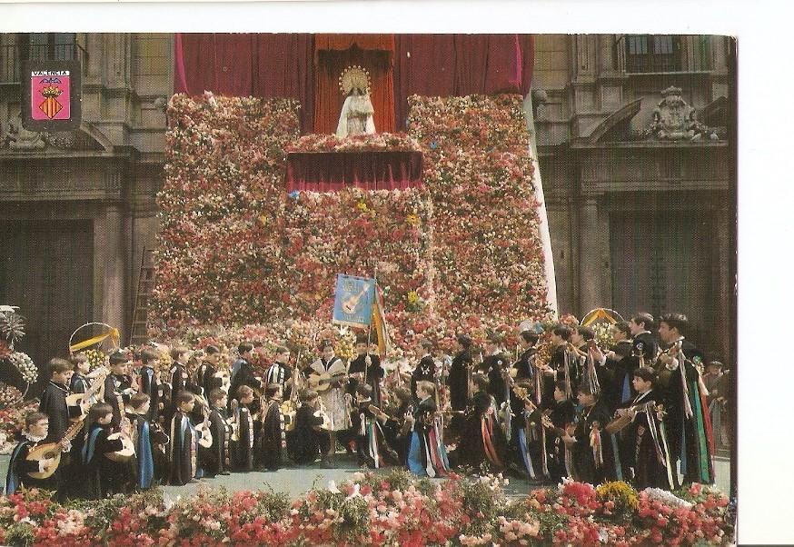 Postal 025762 : Ofrenda Virgen Por Tuna Marista. Valencia