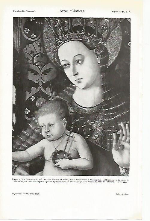 LAMINA ESPASA 14883: Virgen y San Francisco de Asis por el maestro de la Porciuncula