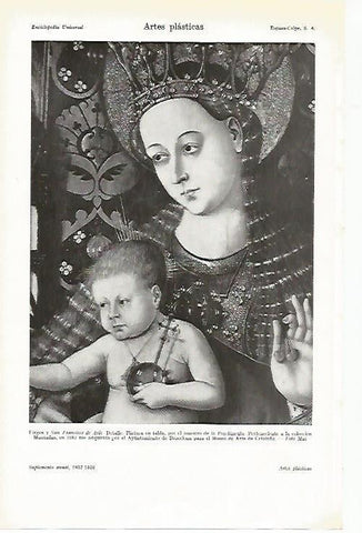 LAMINA ESPASA 14883: Virgen y San Francisco de Asis por el maestro de la Porciuncula