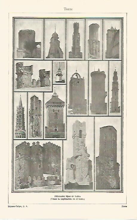 LAMINA ESPASA 1351: Diversos tipos de torres