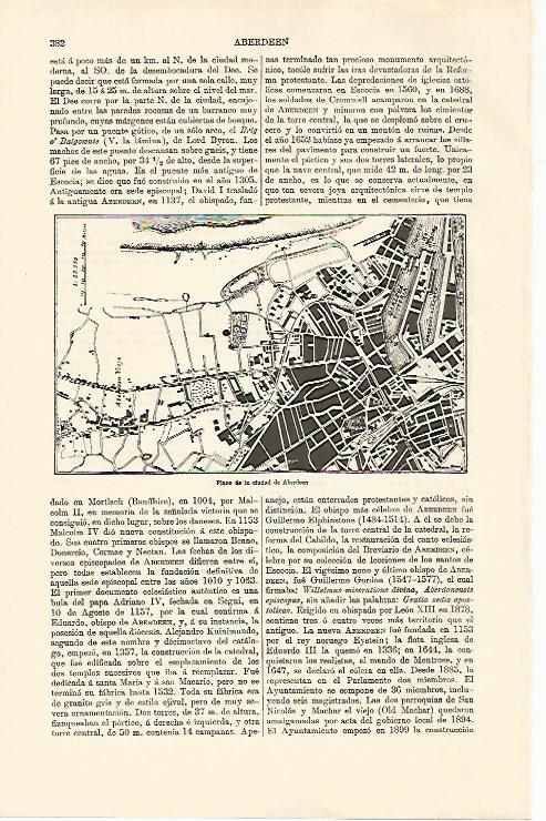 LAMINA ESPASA 13150: Plano de la ciudad de Aberdeen Escocia