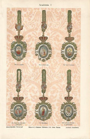 LAMINA ESPASA 13209: Medallas de las Academias de España