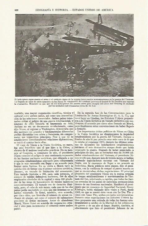 LAMINA ESPASA 13409: Helicoptero de Estados Unidos en la Guerra de Vietnam