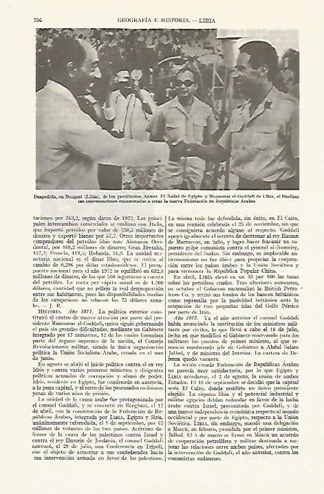 LAMINA ESPASA 13427: Saludo entre Gaddafi y Anwar el Sadat