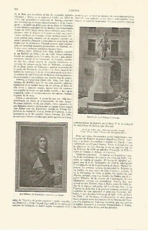 LAMINA ESPASA 13587: Estatua de Jose Ribera en Valencia