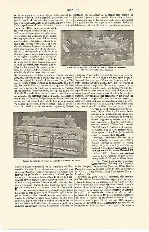 LAMINA ESPASA 13599: Cenotafio de Ricardo Corazon de Leon y de Leonor de Aquitania