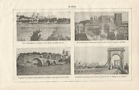 LAMINA ESPASA 13052: Castillo y puentes de Aviñon Francia