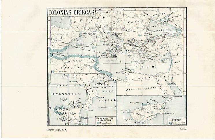 LAMINA ESPASA 13954: Mapa de las colonias griegas