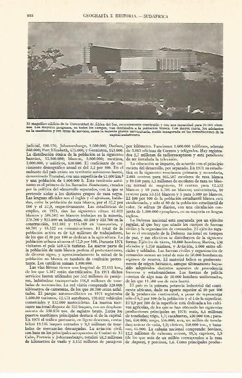 LAMINA ESPASA 13444: Universidad de Africa de Sur en Sudafrica