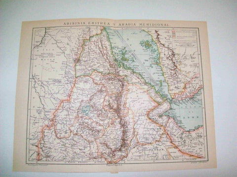 LAMINA ESPASA 13159: Mapa de Abisinia Eritrea y Arabia meridional