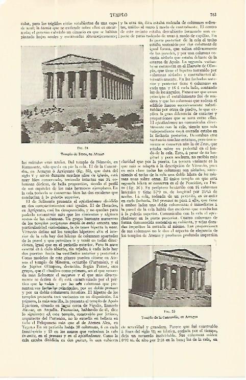 LAMINA ESPASA 13788: Templo de Teseo en Atenas y Templo de la Concordia en Acragas