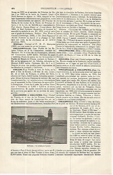 LAMINA ESPASA 13975: Iglesia y puerto de Colliure Francia