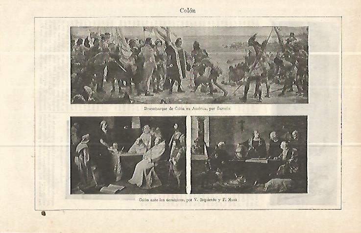 LAMINA ESPASA 13932: Desembarque de Colon en America por Garnelo