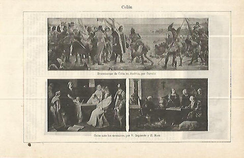 LAMINA ESPASA 13932: Desembarque de Colon en America por Garnelo