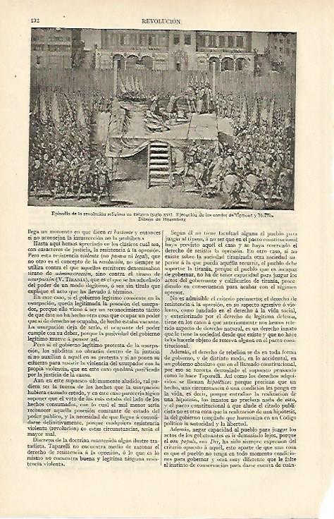 LAMINA ESPASA 13550: Ejecucion de los condes de Efmont y Hornes. Dibujo de Hogenberg
