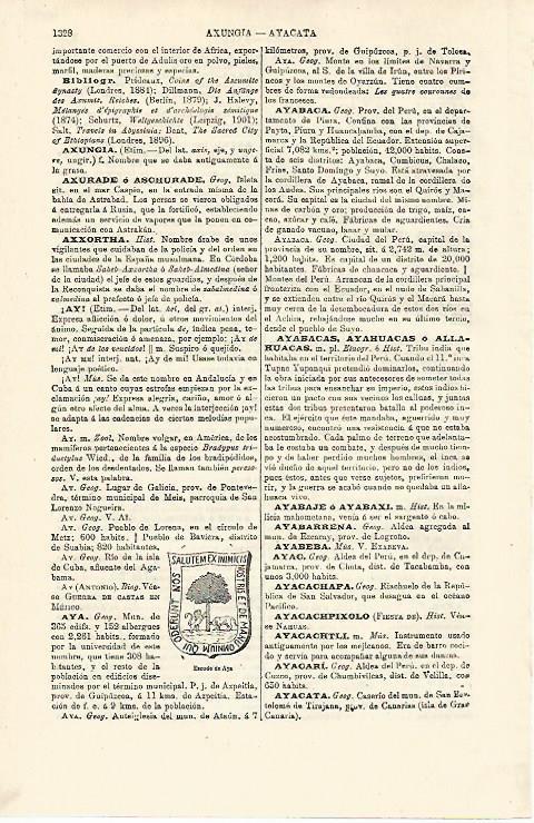 LAMINA ESPASA 13060: Escudo de Aya Guipuzcoa