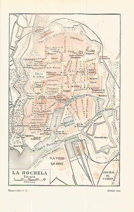 LAMINA ESPASA 13721: Plano de La Rochela Francia