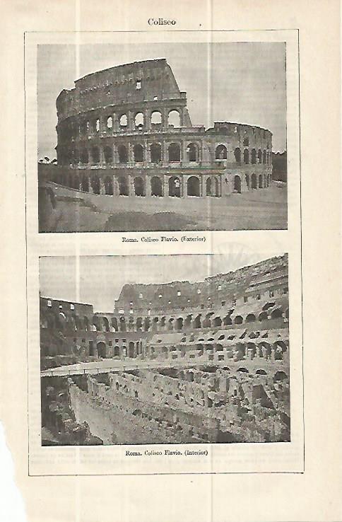 LAMINA ESPASA 13907: Interior y exterior de El Coliseum en Roma