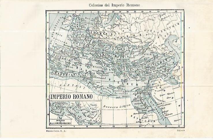 LAMINA ESPASA 13955: Mapa de la colonias del Imperio Romano