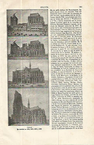 LAMINA ESPASA 13950: Catedral de Colonia en 1824 1852 1868 y 1880