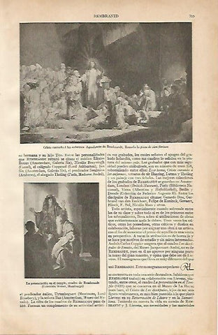 LAMINA ESPASA 1009: Cristo curando a los enfermos obra de Rembrandt