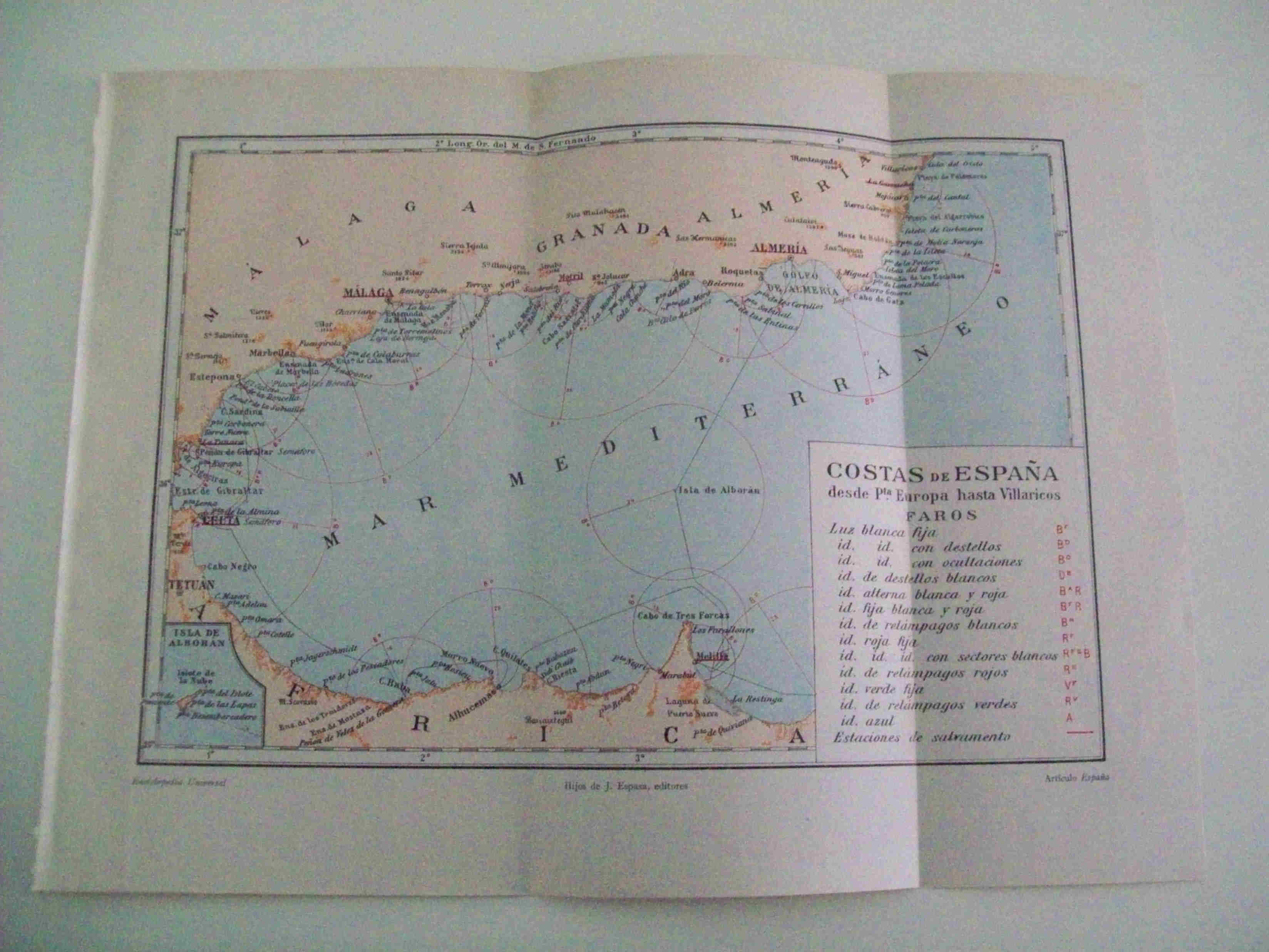 LAMINA ESPASA 10028: Mapa de las Costas de España desde Punta Europa hasta Villaricos