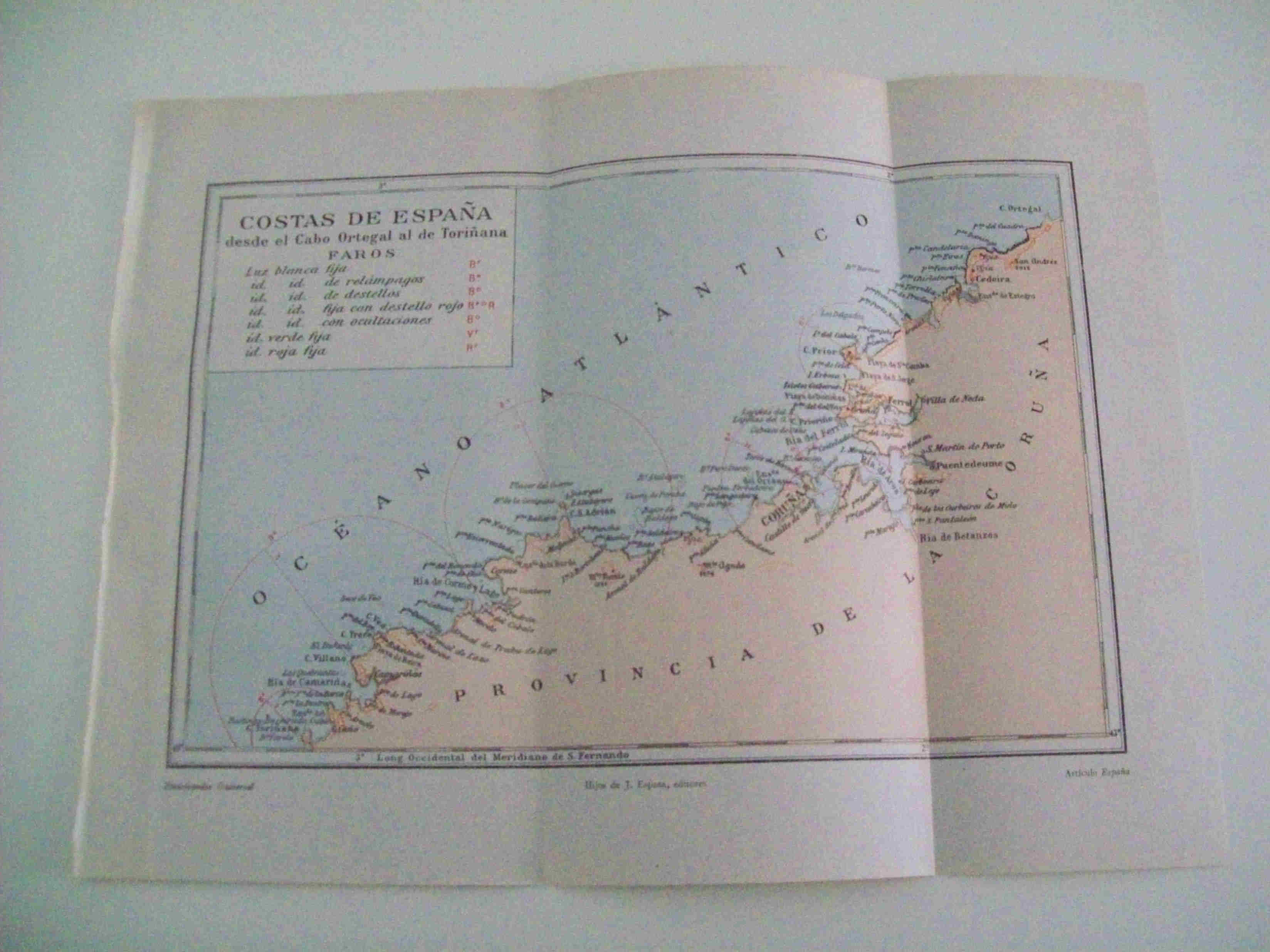 LAMINA ESPASA 10029: Mapa de las Costas de España desde Cabo Ortegal al de Toriñana