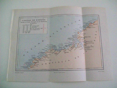 LAMINA ESPASA 10029: Mapa de las Costas de España desde Cabo Ortegal al de Toriñana