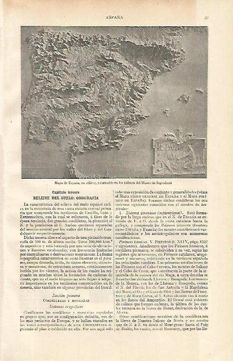 LAMINA ESPASA 10032: Mapa de España en relieve